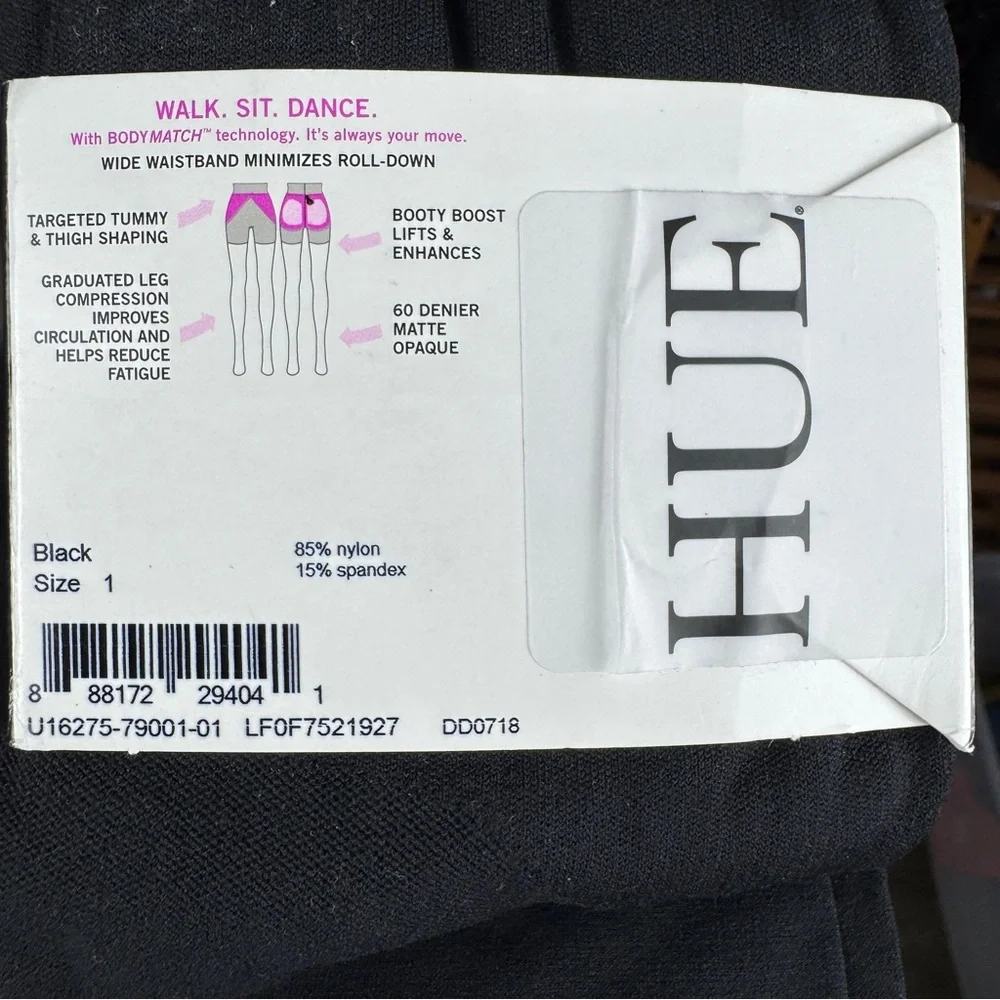 HUE Made to Move Matte Opaque Shaping‎ Tights Size 1 Black